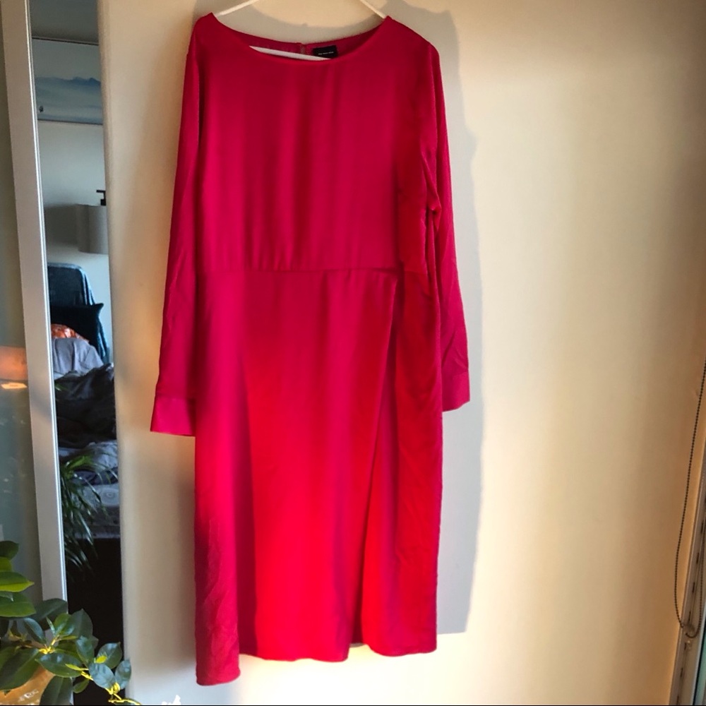 Who What Wear Pink L/S Silky Dress Plus Size XXL